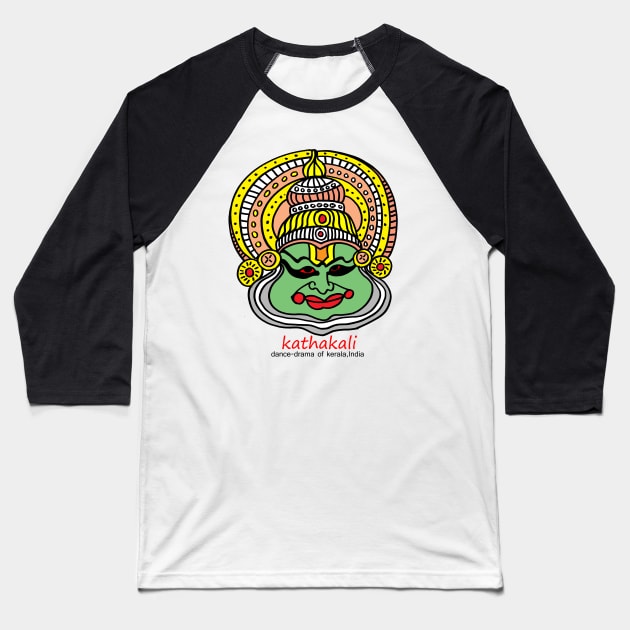 kathakali Baseball T-Shirt by Pradeeshk